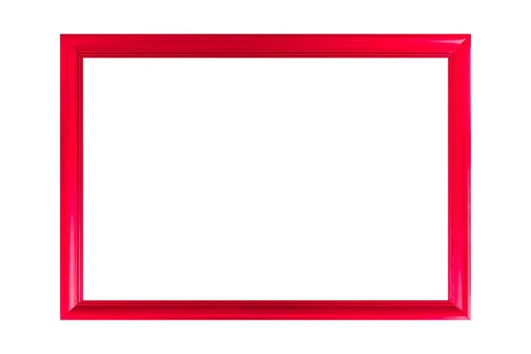 白色背景上孤立的红色木制相框 — 图库照片