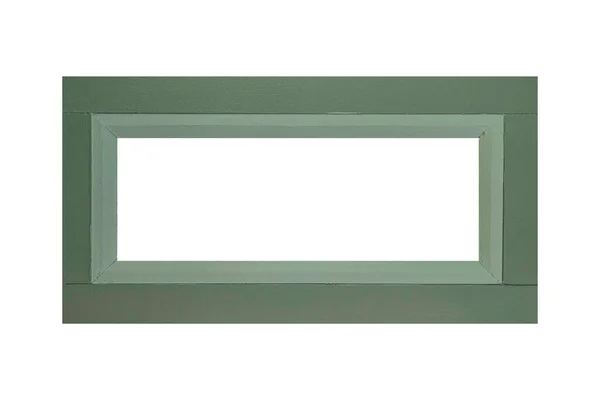 Cornice Legno Verde Isolata Sfondo Bianco — Foto Stock