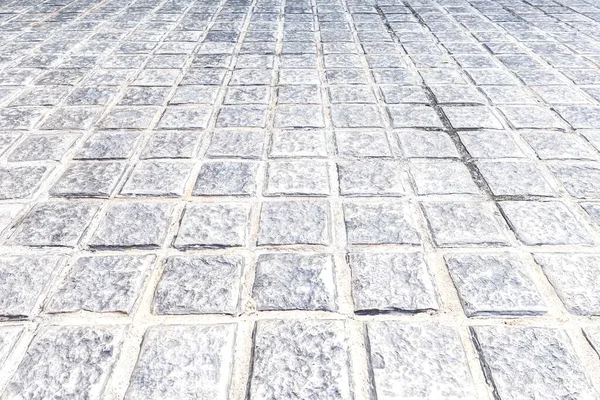Perspective View Μονοτονικό Λευκό Τούβλο Πέτρα Στο Έδαφος Για Street — Φωτογραφία Αρχείου
