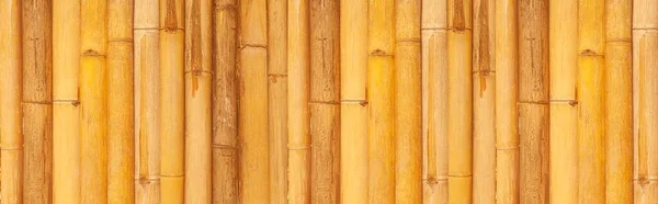 Panorama Van Bruin Oude Bamboe Hek Textuur Achtergrond Naadloos — Stockfoto