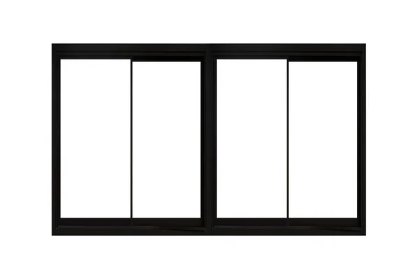 Black Sliding Aluminum Window Frame Isolated White Background — Stock Photo, Image