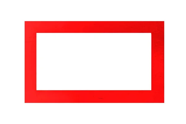 Κόκκινο Ξύλινο Πλαίσιο Εικόνας Που Απομονώνεται Λευκό Φόντο — Φωτογραφία Αρχείου