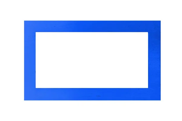 Μπλε Ξύλινο Πλαίσιο Εικόνας Απομονωμένο Λευκό Φόντο — Φωτογραφία Αρχείου