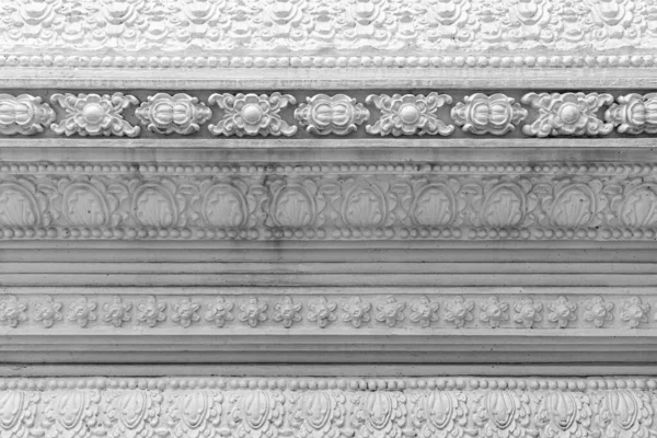 White Cement Wall Carved Thai Temple Patterns Texture Background Seamless — 图库照片