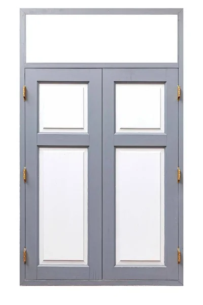 Vintage Grey Painted Wooden Window Frame Isolated White Background — Stock Photo, Image