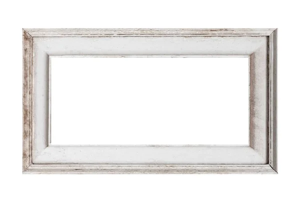 White Wooden Picture Frame Isolated White Background — Stock Photo, Image