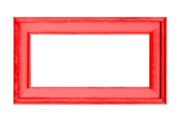 Red Wooden Picture Frame Isolated White Background — Stock Photo, Image