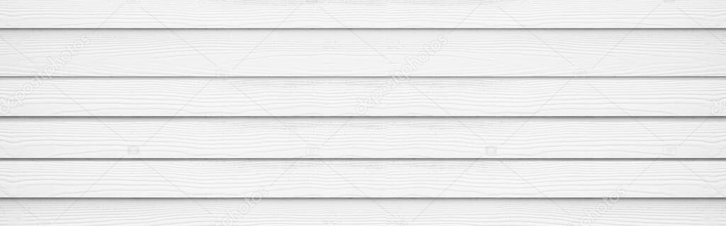 Panorama of New white vintage wooden wall pattern and seamless background