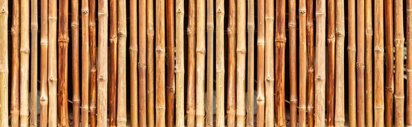 Panorama Brown Old Bamboo Fence Texture Background Seamless — Stock Photo, Image