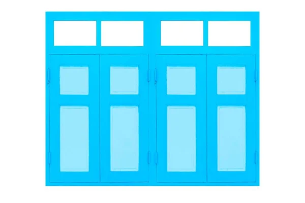 白を基調としたヴィンテージブルー塗装の木製窓枠 — ストック写真