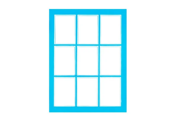 Vintage Blue Painted Wooden Window Frame Isolated White Background — Stock Photo, Image