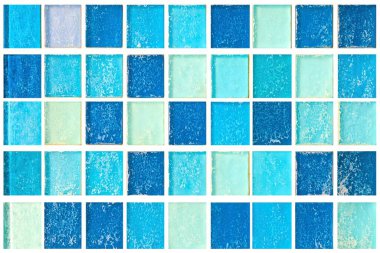 Mavi pastel seramik duvar ve zemin fayansları soyut arka plan. Geometrik mozaik desen dekorasyonu tasarla