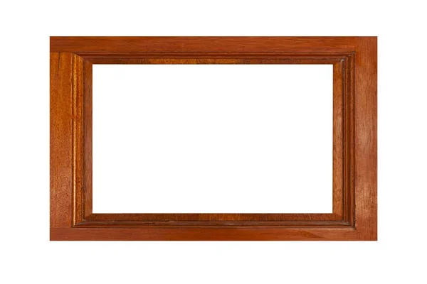Brązowy Drewniany Obrazek Ramki Izolowane Białym Tle — Zdjęcie stockowe