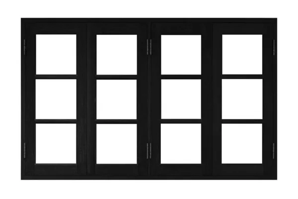 Vintage Black Painted Wooden Window Frame Isolated White Background — Stock Photo, Image