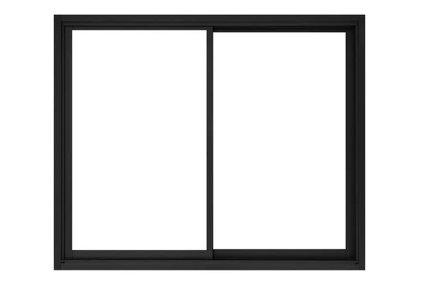 Černé Posuvné Hliníkové Okno Rám Izolovaný Bílém Pozadí — Stock fotografie