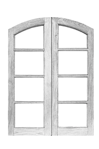白色古色古香的木制窗框 与白色背景隔离 — 图库照片