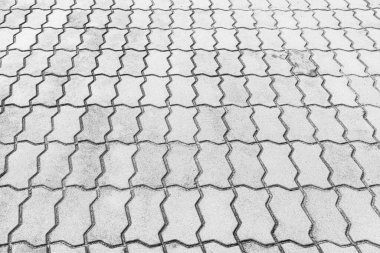 Perspektif Manzaralı Monoton Beyaz Tuğla Taş Köşkü Sokak Yolu Zemininde