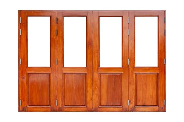 Large Brown Wooden Door Entrance Building Isolated White Background — Stock Photo, Image