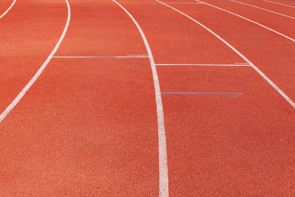 Zakřivený Pruh Běžecké Dráze Nebo Atletické Trati Stadionu Běžecká Dráha — Stock fotografie