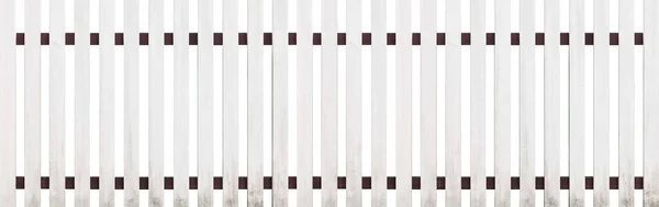 Panorama White Hardwood Fence Isolated White Background — Stock Photo, Image
