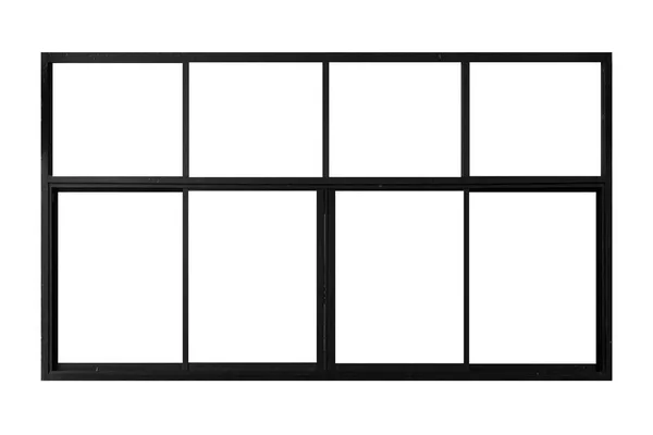 Černé Posuvné Hliníkové Okno Rám Izolovaný Bílém Pozadí Stock Snímky