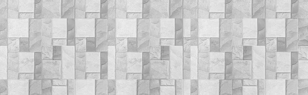 Panorama Ściany Białego Granitu Płytki Vintage Wzór Tekstury Tła Bez — Zdjęcie stockowe