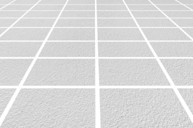 Perspektif Manzaralı Monoton Beyaz Tuğla Taş Köşkü Sokak Yolu Zemininde