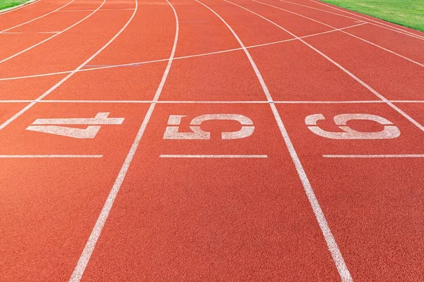 Zakřivený Pruh Běžecké Dráze Nebo Atletické Trati Stadionu Běžecká Dráha — Stock fotografie