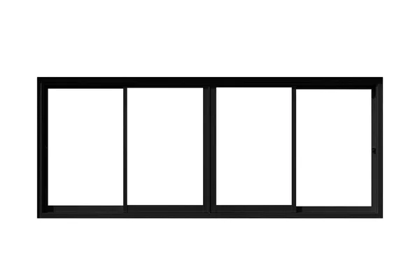 Черная Раздвижная Алюминиевая Оконная Рама Изолирована Белом Фоне — стоковое фото