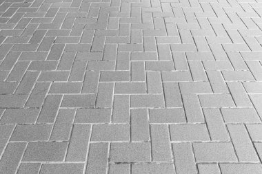 Perspektif Manzaralı Monoton Beyaz Tuğla Taş Köşkü Sokak Yolu Zemininde