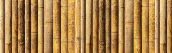 Panorama Van Bruin Oude Bamboe Hek Textuur Achtergrond Naadloos — Stockfoto