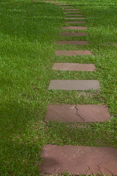 Brown Smooth Granite Slabs Garden Paths — Stock Photo, Image