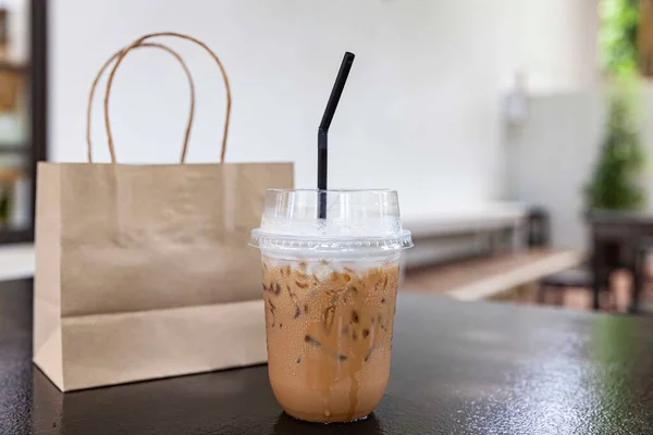 Iced Cappuccino Plastic Take Out Cup — Stock Photo, Image