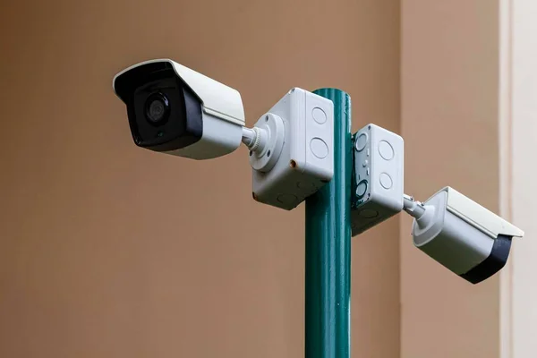 Petite Caméra Cctv Pour Sécurité Installée Station — Photo