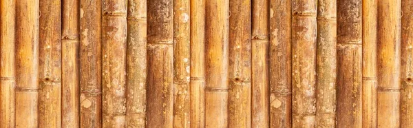 Панорама Коричневого Старого Бамбукового Паркану Текстура Безшовний Фон — стокове фото