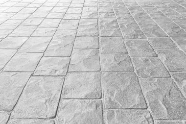 Perspektif Manzaralı Monoton Beyaz Tuğla Taş Köşkü Sokak Yolu Zemininde