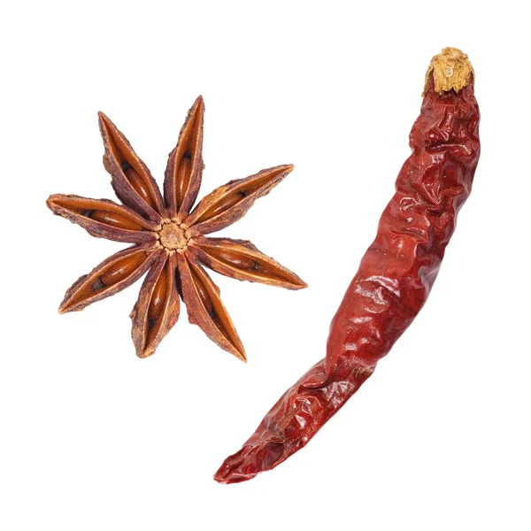 八角茴香和干的辣椒 — 图库照片