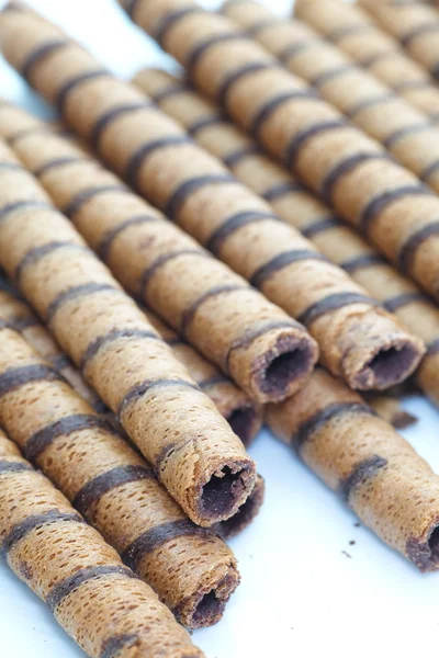 Wafer gulungan dengan cokelat — Stok Foto