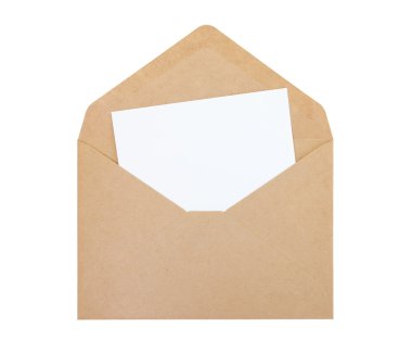 Open envelope with white paper clipart