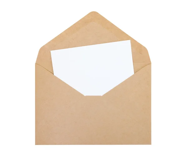 Envelope aberto com papel branco — Fotografia de Stock