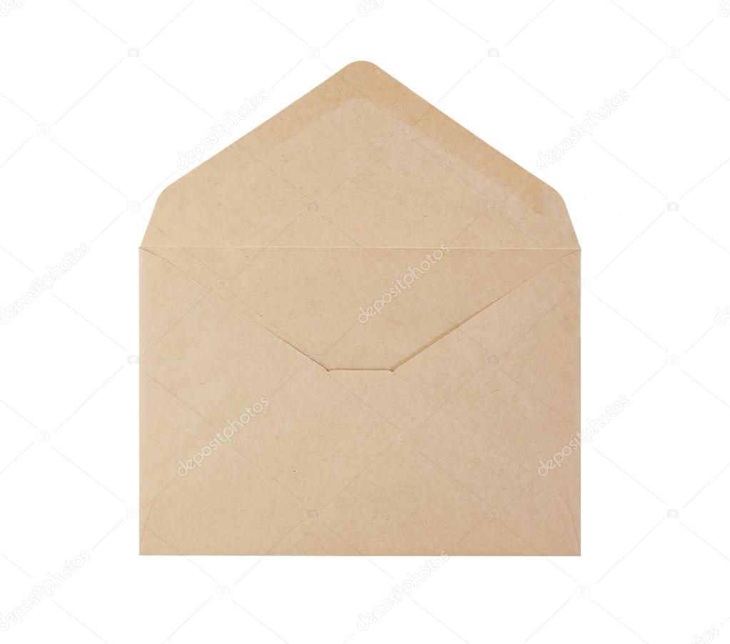 Open brown paper envelope