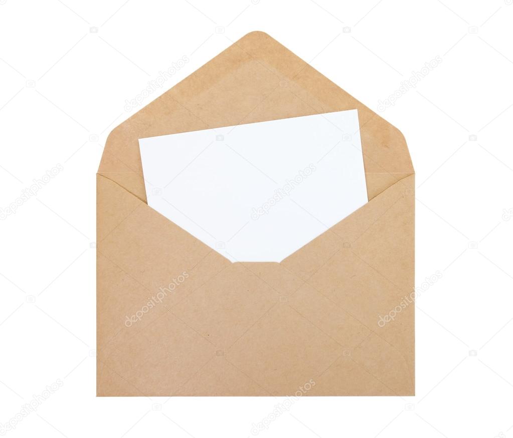 Open envelope with white paper