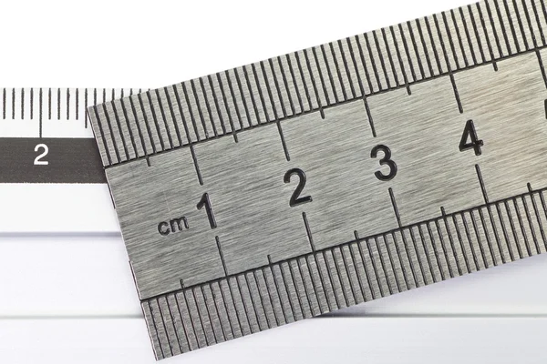 Stainless steel ruler — Stock Photo, Image