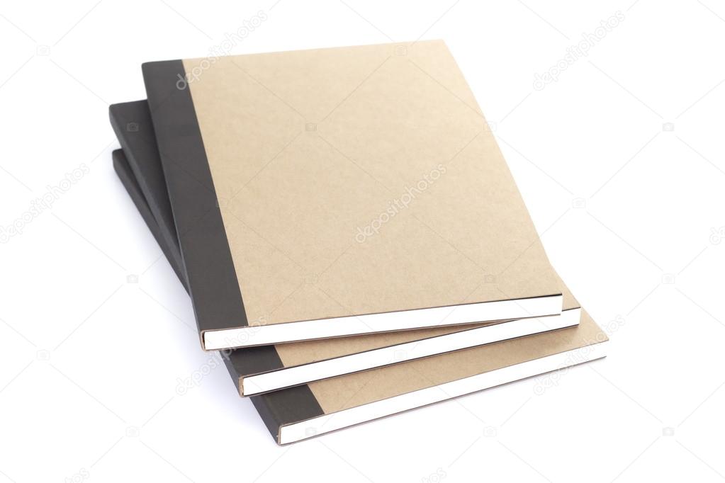 Brown notebooks on white