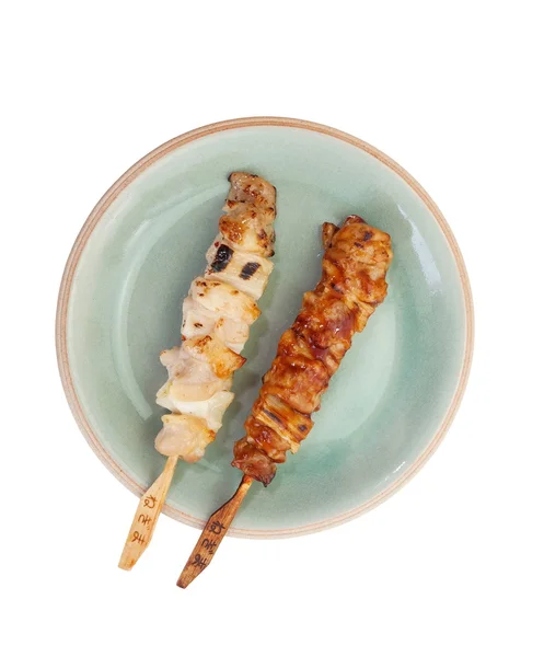 Japanese food skewers grilled chicken — Stock Photo, Image