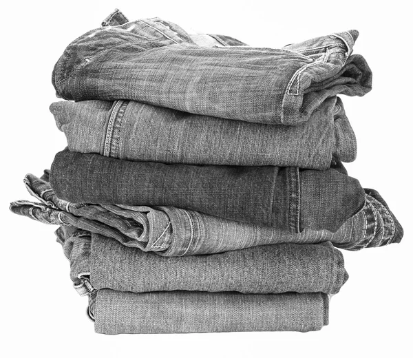 Stapel van denim jeans — Stockfoto