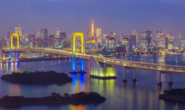 Belle vue de nuit sur la baie de Tokyo — Photo