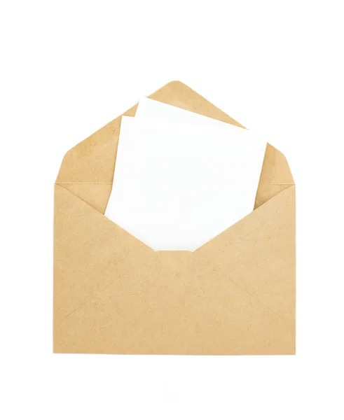 Open envelope with papers — Stok fotoğraf