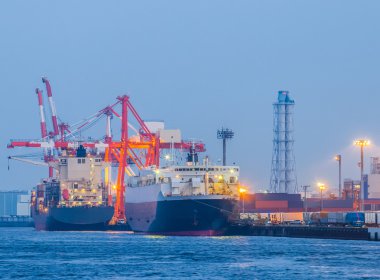 Cargo freight ship with container