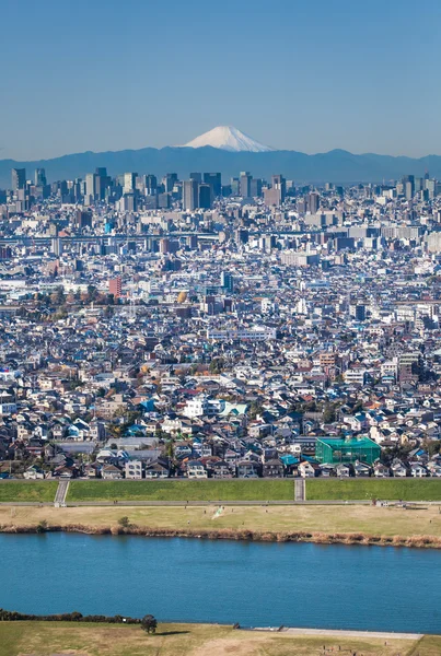 Vista de la ciudad de Tokio y Montaña Fuji — Foto de Stock